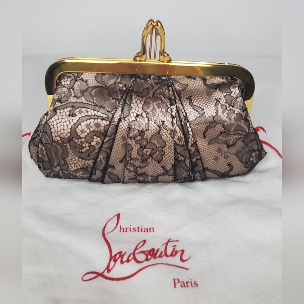 CHRISTIAN LOUBOUTIN - Mini Loubi "LULA" clutch/crossbody-Satin/ Lace NWT